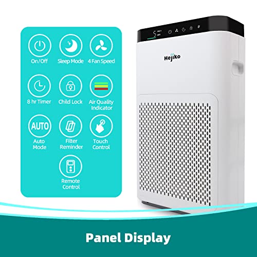 Hejiko Air Purifiers For Home Large Room,1200 Sq Ft, 5 Stage Filtration System, H13 True Hepa With Washable Filter, Remove 99.97% Allergens, Dust, Pet Hair, Pollen, Smoke, Air Quality Sensor, 20Db #TOP6