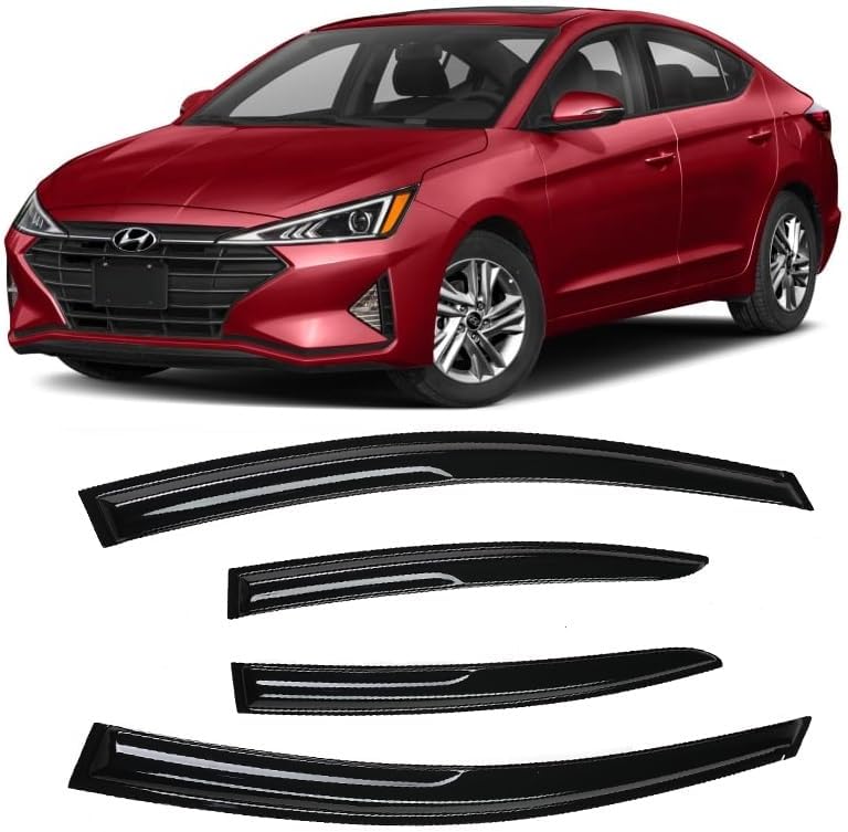 4 Piezas de Deflectores de Ventana Lateral con Tinta Ahumada Adhesiva, Protectores de Lluvia Diseñados para Hyundai Elantra 2017 2018 2019 2020 SE