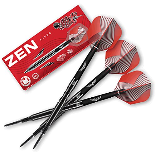 Shot Darts Soft Tip, Zen Kyudo (18g / 20g), 90% Tungsten Barrels, Center Weighted for Maximum Aerodynamics Handcrafted Professional Dart Set and Flights Made in New Zealand Plastic Tip Bar Darts