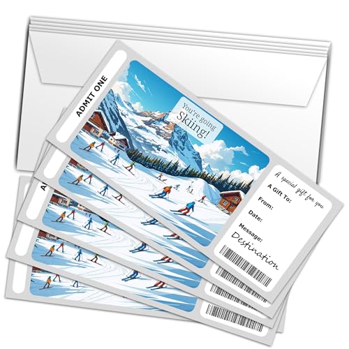 MVZX Christmas Boarding Pass Gift Ticket, Surprise Trip Reveal With Envelope, Santa Themed Travel Ticket For Family And Friend Xmas Holiday Surprise, 05
