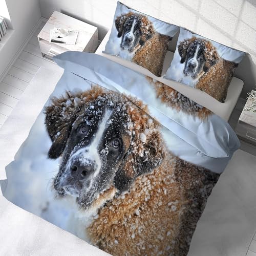Housse de couette chien Saint-Bernard 3 pièces en microfibre douce zippée - 5