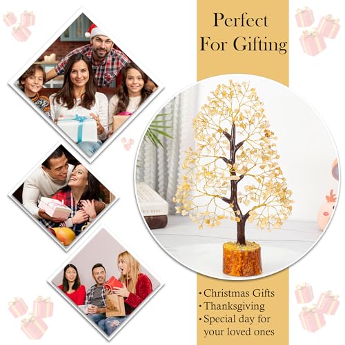 Image of ZAICUS Citrine Gemstone Money Tree Feng Shui Bonsai for Reiki Healing Energy Generator Spiritual Crystal Chakra Home Office Interior Decor Ideal Gift 10-12 Inch