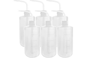 DEPEPE 6 Pack 500ml Plastic Safety Wash Bottles with Narrow Mouth and Labels