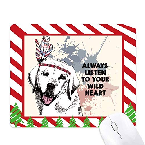 Tapis de souris chien aquarelle et canne de Noël pour bureau chic