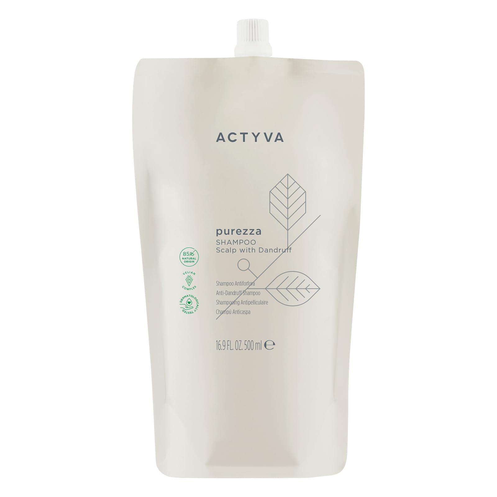 Actyva - Purezza Shampoo, Antiforfora ad Azione Esfoliante e Purificante del Cuoio Capelluto, a base di Pepe Nero e Tè Verde - 500 ml