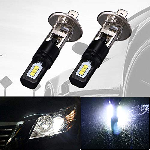 PaddSun H1 LED Fog Light Bulbs 80W 6000K White Lamp 6CSP SMD Halogen DRL Bulb Standard Replacement For High Beam Low Beam Fog Light Auto Car Vehicle (Pack of 2)