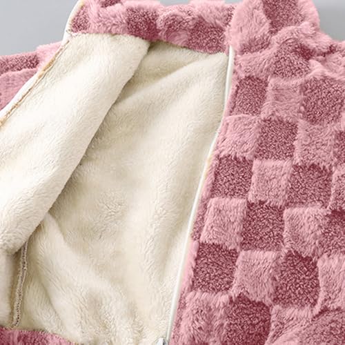 Boys Girls Plush Fleece Jacket Zip Plaid Soft Coat Kids Fall Winter Warm Outwear Comfortable Casual Fashion Outfits4