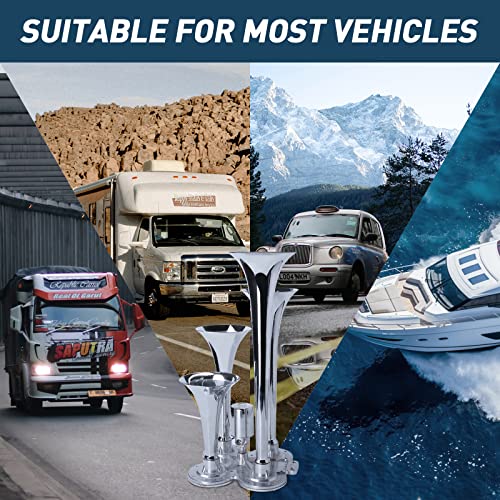 Train Horn For Truck,Train Air Horn,4 Trumpet 150Db Air Horn For Any 12V/24V Vehicles Cars,Trucks,Boats,Vans.|Without Air Compressor. #TOP5