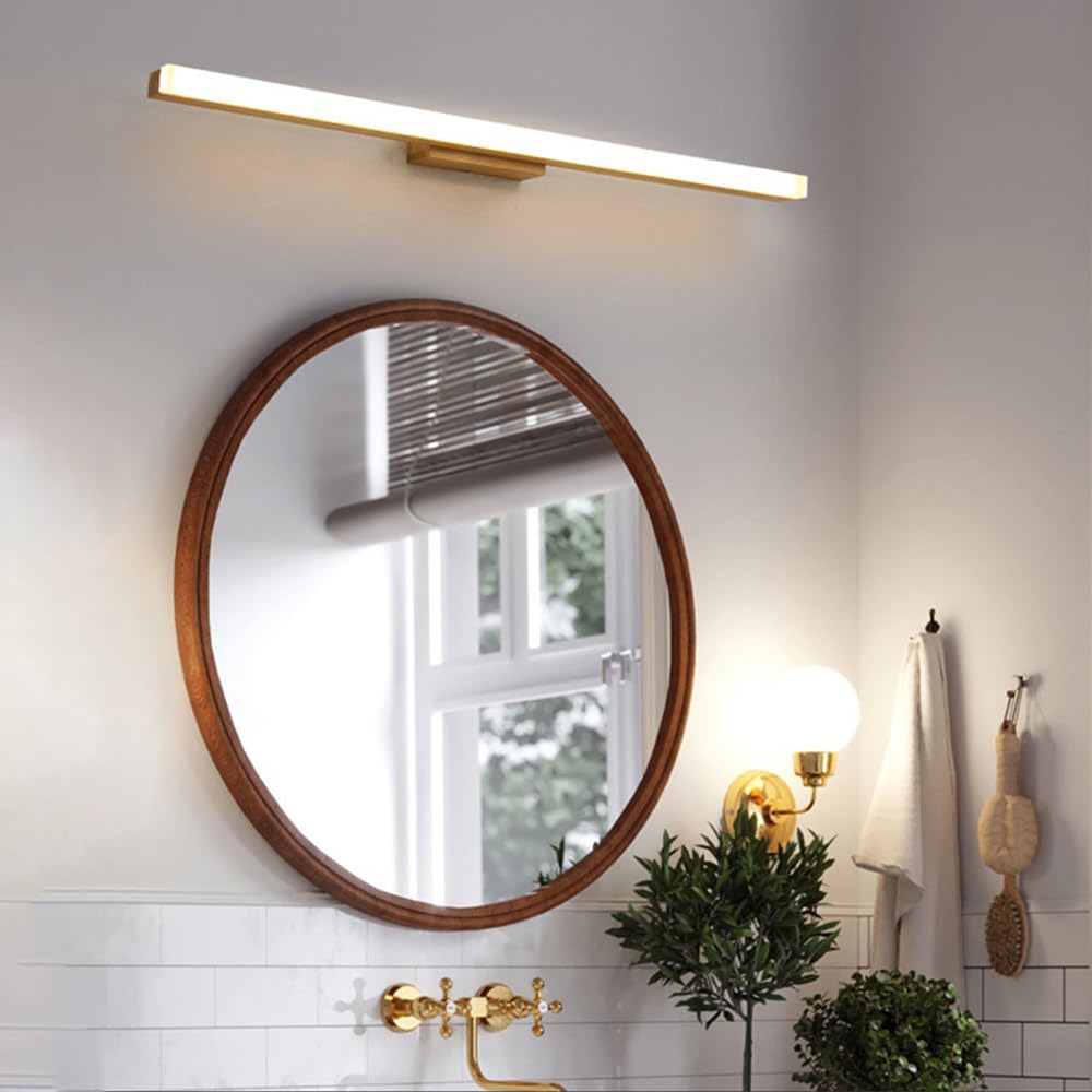 Lampa ścienna LED, Drewniana długa taśma oświetleniowa do łazienki, Kinkiet ścienny LED do łazienki, Liniowa lampa przednia do lustra do makijażu, Drewniana lampa łazienkowa do sza