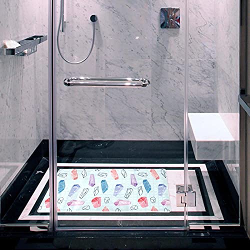Tapis de douche antidérapant bleu clair baignoire avec ventouses - 7