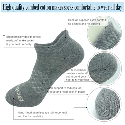 Athletic Running Ankle Socks, Low Cut Cushioned Anti-Blister Tab Sports Socks Men Women 6Pairs3