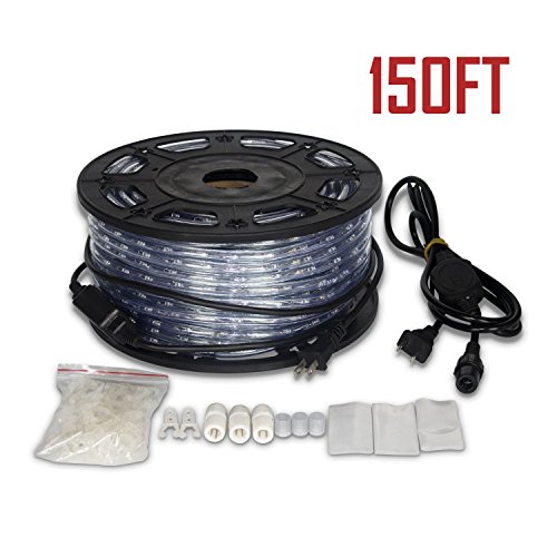 Walcut Flexible Crystal Clear Pvc Tubing Led Rope Light Indoor/Outdoor Boat Decorative Party Christmas Holiday Business Restaurant Light Kit, 110V, Cool White #TOP1