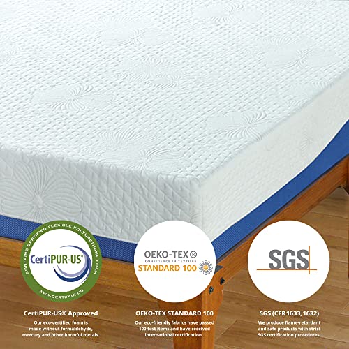 Olee Sleep 10 Inch Gel Infused Layer Top Memory Foam Mattress, King, Blue #TOP3