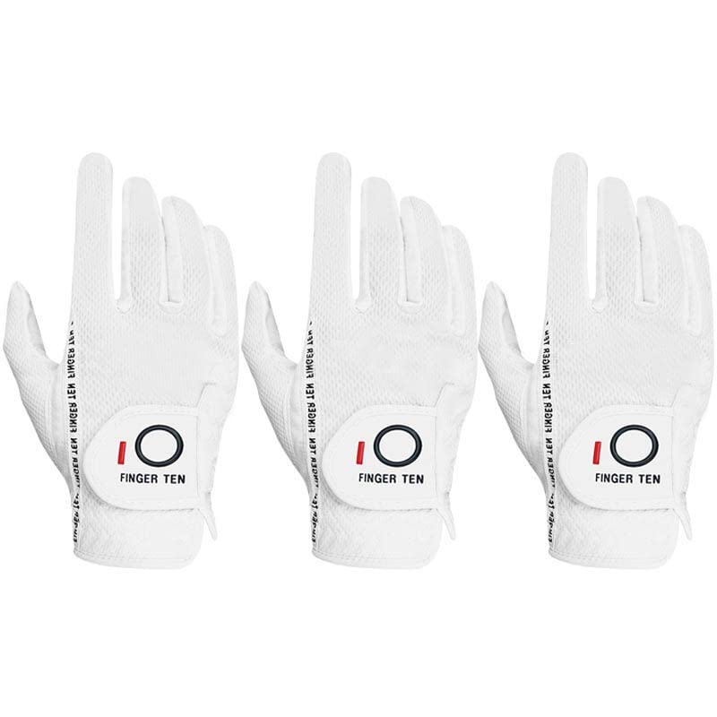 FINGER TEN Golf Glove Men Left Hand Right Rain Grip Value 3 Pack