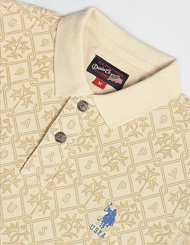 Image of U.S. Polo ASSN. Printed Slim Fit Polo T Shirts for Men - 100% Cotton, Half Sleeves Mens Tshirt