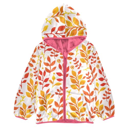 OTVEE Autumn Leaves Kids Hoodie Jacket Fall Spring Full Zip Warm Outwear Coat
