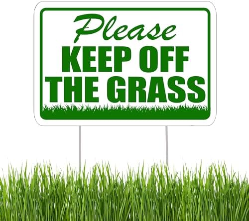 Confezione Da 2 Cartelli In Ghisa "Keep Off The Grass" 23x15 Cm - Segnali Di Avvertimento Per Prato, Giardino E Parco, Colore Nero