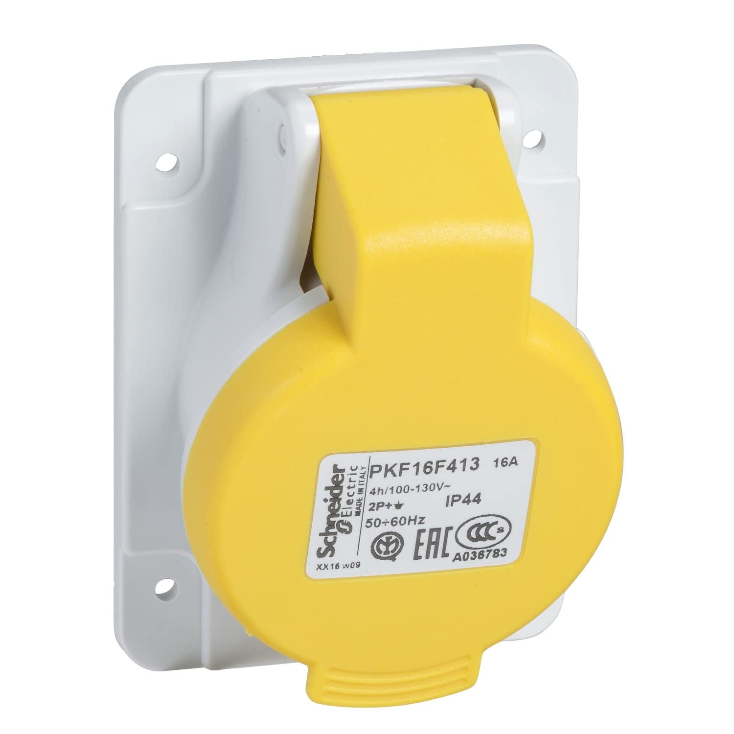Base 32A 2P+T à connexion rapide inclinée de type IP44 jaune
