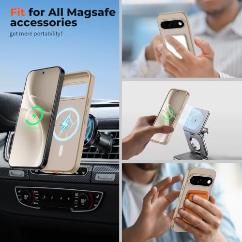 Image of SUPFINE Magnetic for Google Pixel 11 Case - Pink Gold | With Screen Protector,Translucent Matte,Built-in Magnets,Military Grade Drop Protection,Shockproof Phone Cover