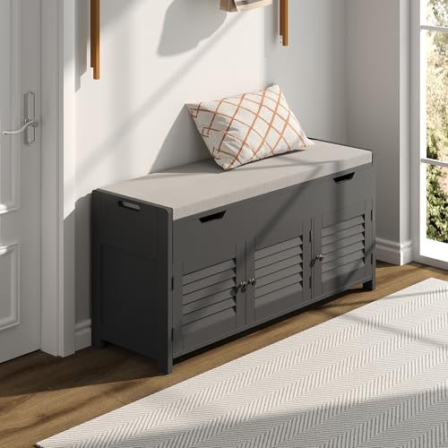 ChooChoo 41.3" Shoe Storage Bench with Lift Top Storage, Entryway