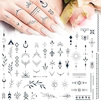 2 Blätter Temporäre Tattoos, Langanhaltend 2 Wochen Wasserfest Schwarz Tattoo Herz Love Fake Klebetattoos Gesicht Hals Arm für Mädchen Frauen Mann