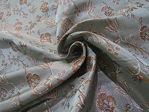 Brocart 100 % pure soie au mètre tissu jacquard bleu glacier 111 cm