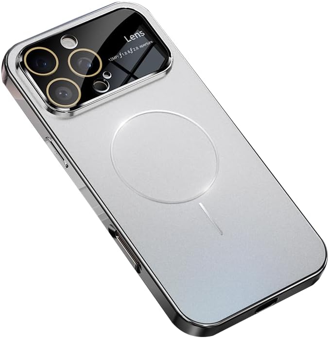 Magnetic Auto Fucos Designed for iPhone 13 Pro Max Case,Compatible with MagSafe,Military Drop&Camera Lens Protection,Large Window Slim Thin Dust-Proof Matte Shockproof Cover,Silver