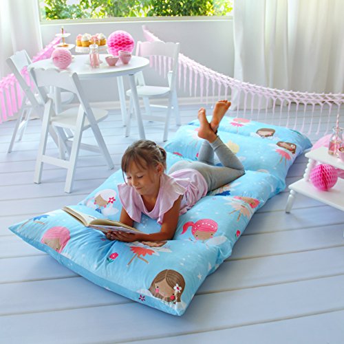 Butterfly Craze Kid's Floor Pillow Bed Cover - Use as Nap Mat, Portable Toddler Bed Alternative for Sleepovers, Travel, Napping, Or as a Lounger for Reading, Playing. Cover Only!