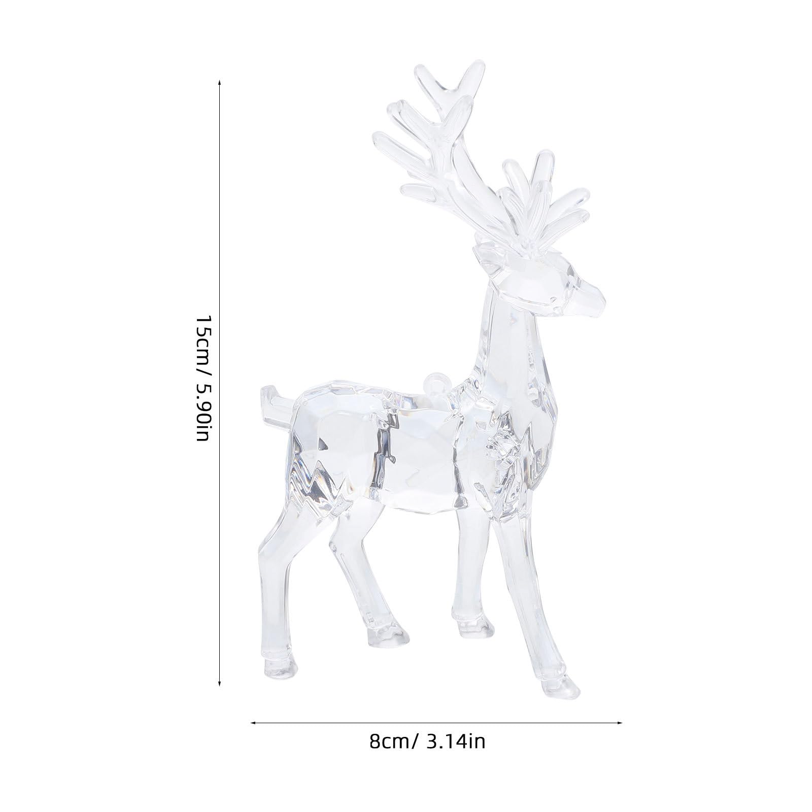 Cabilock 2pcs Acrylic Christmas Reindeer Ornaments Clear Elk Decors Reindeer Sculpture Christmas Deer Adornment Table Top Decorations Table Centerpiece - Image 3