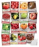 Gardeners Basics, Tomato Seeds for Planting 16 Variety Pack Heirloom Tomato Seeds, Tiny Tim, Cherry Tomato Seeds, Beefsteak Seeds, Roma Tomato Seeds, Determinate and Indeterminate and More, Non GMO