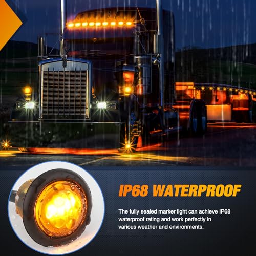 Image of Nilight 3 /4 inch Round Marker Light Bullet Turn Signals Lights w /3 Connectors | 10PCS Amber LED Side Indicator Clearance Lamp IP68 Waterproof For Trailer Truck Camper Van Boat Bus Accessories