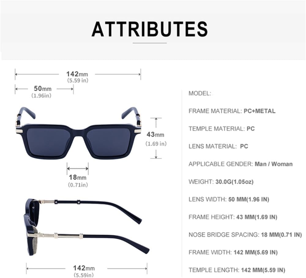 Small Rectangle Punk Sunglasses Men Women Vintage Steampunk Sun Glasses Male Eyeglasses Shades