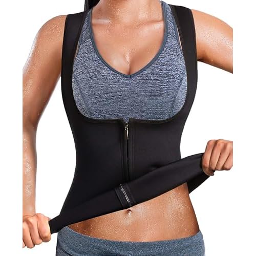 GAODI Women Waist Trainer Vest Slim Corset Workout Sweat Tank Top Zipper Compression Shirt Sauna Suit Body Shaper