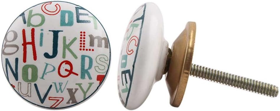 IndianShelf 12 Pack Alphabet Flat Dresser Knobs Cabinet Pulls Drawer Handles Farmhouse Hardware Charm Ceramic