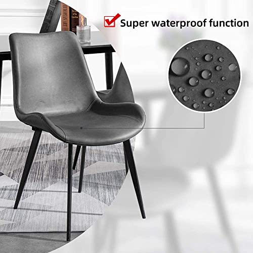 Hipihom Dining Chairs Set Of 4,Modern Kitchen Dining Room Chairs,Upholstered Dining Accent Side Chairs In Faux Leather Cushion Seat And Sturdy Metal Legs,Grey #TOP6