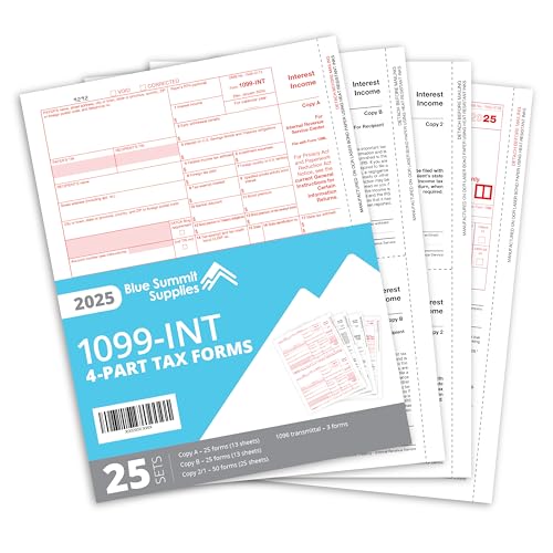 Formes de TVA 1099 INT lot de 25 pour en finir avec les bourrages papier laser
