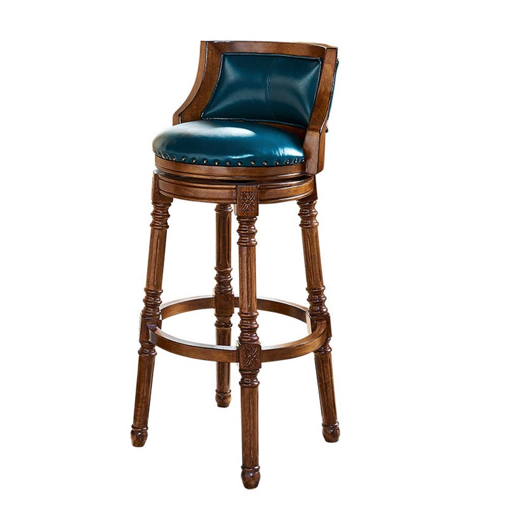Barstool Vintage Wooden Bar Stool Rotating Leather Seats For Low