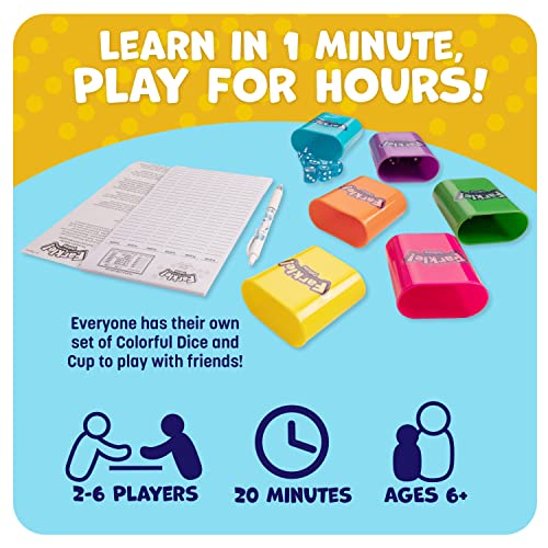 Farkle Deluxe Dice Games Set Includes 36 Colorful Dice, 6 Rolling Cups, Rolling Felt Lined Dice Tray And Score Sheets The Classic Push-Your-Luck Dice Game #TOP3