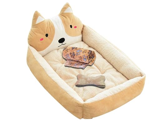 GUOCU Cama de Perrera Dibujos Animados Almohada Rectángulo para Mascotas Cómodo Mascota Gato y Perro Cama…