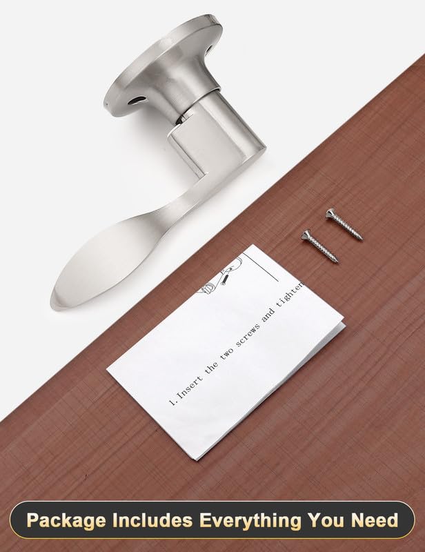 Image of Mengico 2 Pack Satin Nickel Dummy Door Lever, Single Left Side Door Handle for Closets, Non-Turning Pull Only Lever Set, Wave Style Interior Door Knob