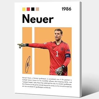 Framed Soccer Superstar Manuel Neuer Signed Poster For Kids Room Bedroom Wall Decor-Soccer Star Picture Canvas Art Prints For Man Teens Boys Fans Gifts