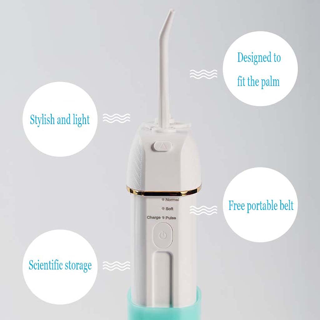 TJH Flosser Portatile per Acqua Cordless per Denti, irrigatore Orale per Filo interdentale 3 modalità 2 Punte per Getto d'Acqua 150 ml Serbatoio USB Ricaricabile per Viaggi all'aperto Domestici