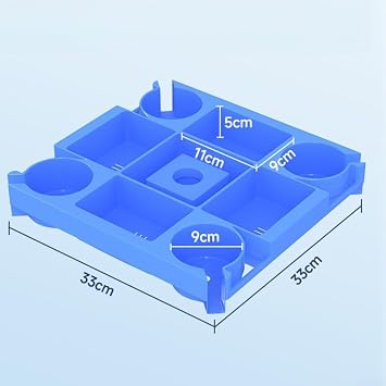 Beach Umbrella Table Tray 16 Inch with 4 Cup Holders - Adjustable Parasol Side Table for Sand Free Snacks - Patio Garden Pool Accessory Blue 33cm