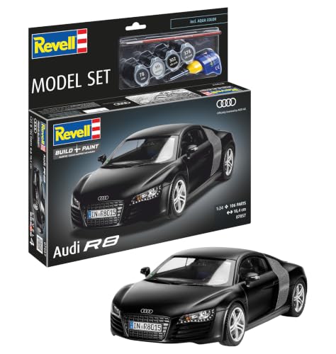 Revell Modellbausatz Audi R8 I Mit Zubehör I Mehrfarbig I Detailgetreue Nachbildung für Einsteiger und Fortgeschrittene I Präzisionsmodell für Auto-Liebhaber