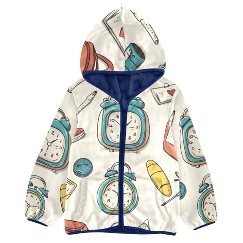 Alarm Clock Girls Fleece Jacket Girls Fall Jacket Girls Zip Up Hoodie Girls Sherpa Jacket 2-10T