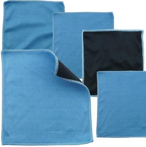 ECO-FUSED Microfiber Cleaning Cloths (5 Pack, 6x6: Double Sided Black/Blue)