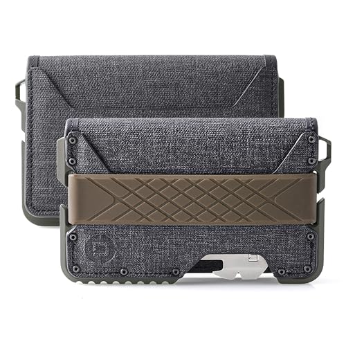 Dango Slim Minimalist Wallet for Men - RFID Blocking - Leather + Multi-Tool (Bifold), Black Dtex/Olive Drab Green