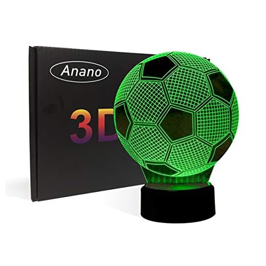 Ilusión 3D Lámpara de luces de fútbol, LED mesa de fútbol 7 colores decoración de escritorio Control táctil USB alimentado decoración del partido Lámpara visual 3D para la decoración