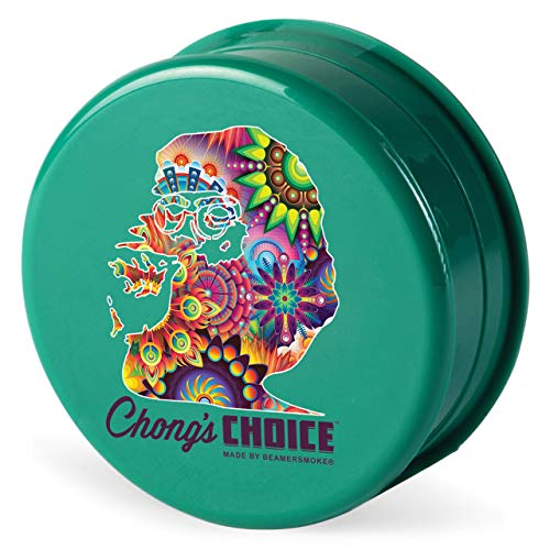 Chong’s Choice 3-Piece 63mm Acrylic Grinder - Opaque Green Color + Beamer Smoke Sticker