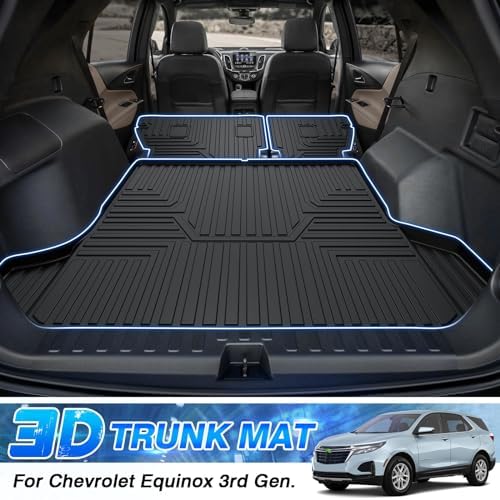 T TGBROS Cargo Liner & Backrest Mat for Chevrolet Equinox/GMC Terrain 2018-2023 2024 Rear Trunk Mat Back Cover TPE All Weather Cargo Mat for Chevy Equinox Accessories Black by T TGBROS - Image 2